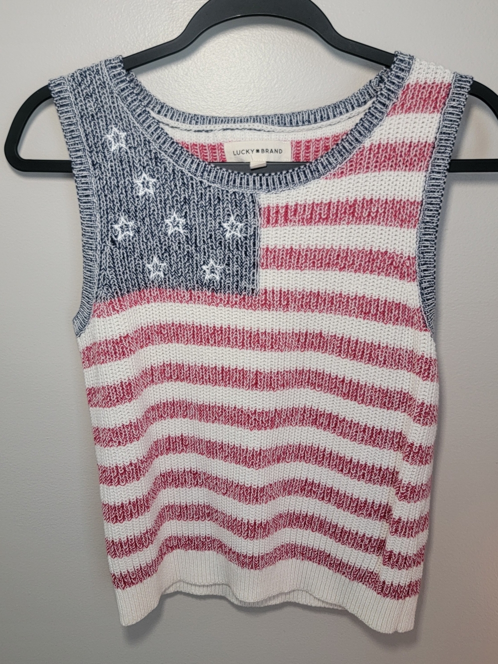 Lucky Brand Women's Red White and Blue Sleeveless Knit Tank Size S